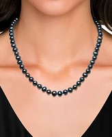 3-Pc. Set Dyed Peacock Black Cultured Freshwater Baroque Pearl (6-7mm) Necklace, Bracelet & Drop Earrings in Sterling Silver