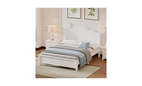 Slickblue Full Size Wood Platform Bed Frame Retro Style Platform Bed with Wooden Slat Support