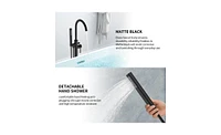 Slickblue Freestanding Bathtub Faucet Floor Mount Bathroom Faucet with Hand Shower