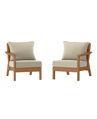 WestinTrends Outdoor Patio Hdpe Teak Loveseat Sofa with Cushions