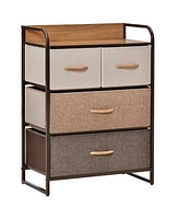 Homcom 4-Bin Dresser, 3-Tier Fabric Bins with Steel Frame