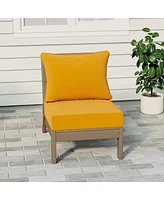 WestinTrends Outdoor Hdpe Deep Seating Modular Armless Patio Weathered Wood Chair with Cushions