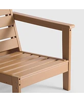WestinTrends Outdoor Patio Hdpe Right Arm Facing Sectional Teak Corner Club Chair with Patio Cushions