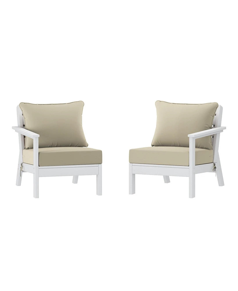 WestinTrends Outdoor Patio Hdpe White Loveseat Sofa with Cushions