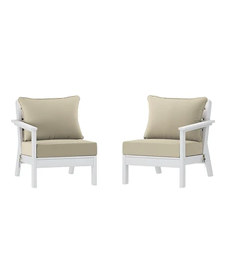 WestinTrends Outdoor Patio Hdpe White Loveseat Sofa with Cushions