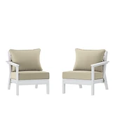 WestinTrends Outdoor Patio Hdpe White Loveseat Sofa with Cushions
