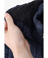 Boy's Hooded Faux Shearling Lining Full Zip Sweater With Moto Design Arm Piece