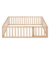 Slickblue Full Size Wood Daybed Frame with Fence For Bedroom