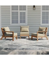 WestinTrends Outdoor Patio Hdpe Teak Sectional Sofa with Cushions