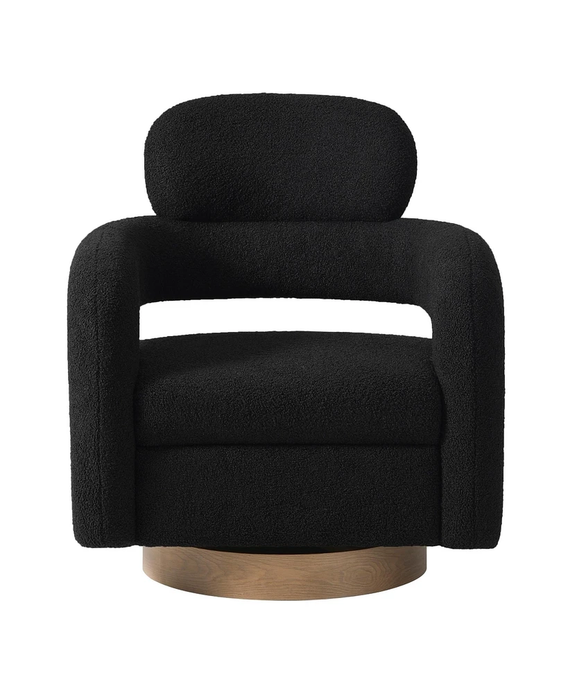 WestinTrends Mid-Century Modern Faux Sherpa Swivel Barrel Accent Chair