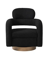 WestinTrends Mid-Century Modern Faux Sherpa Swivel Barrel Accent Chair