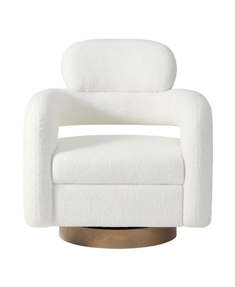WestinTrends Mid-Century Modern Faux Sherpa Swivel Barrel Accent Chair