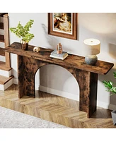 Tribesigns 63-Inch Console Table, Farmhouse Wood Sofa Wall Table Entryway Table with Curved Arch Brace, Thickened Accent Table for Entrance, Hallway,