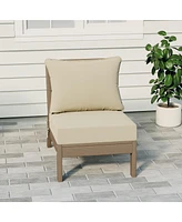 WestinTrends Outdoor Hdpe Deep Seating Modular Armless Patio Weathered Wood Chair with Cushions