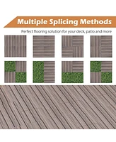 Costway 18 Pcs Interlocking Deck Tiles Anti-slip Floor Tiles for Poolside All Weather
