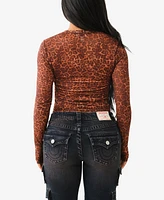 True Religion Women's Leopard Crystal Top