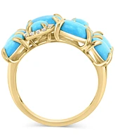 Effy Turquoise & Diamond (1/6 ct. t.w.) Cushion Cluster Ring in 14k Gold