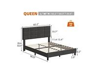 gaomon Queen Bed Frame, Linen Upholstered Platform Queen Bed Frame with Height Adjustable Headboard