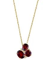 Effy Garnet (3-5/8 ct. t.w.) & Diamond (1/20 ct. t.w.) Mixed Cut Cluster 18" Pendant Necklace in 14k Gold