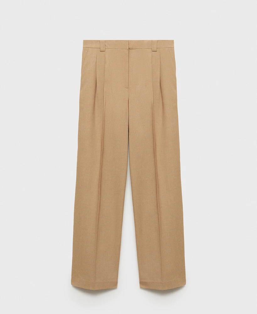 Mango Women's Pleated Straight-Fit Pants