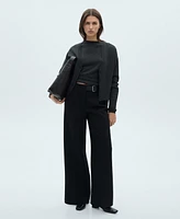 Mango Women's Belt Straight-Fit Pants