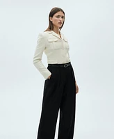 Mango Women's Wide Leg Pleated Pants