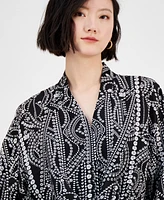 I.n.c. International Concepts Women's Printed Tie-Hem Blouse, Exclusively at Macy's