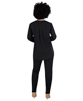 Kasper Women's V-Neck Button-Front Long-Sleeve Blouse