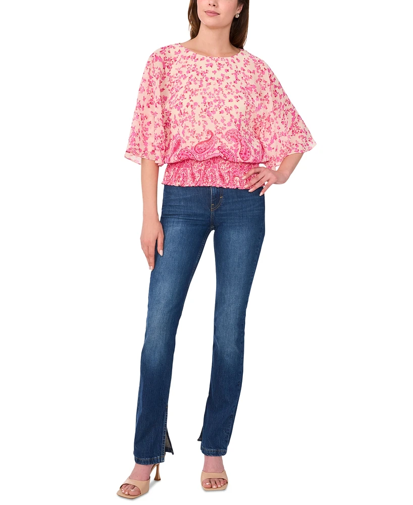 Sam & Jess Women's Smocked-Hem Dolman-Sleeve Top