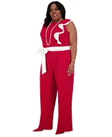 Kasper Women's Ruffle-Shoulder Sleeveless Jumpsuit
