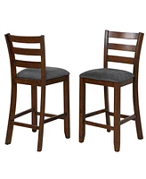 Gouun 2 Pieces Counter Height Chairs with Fabric Seat and Rubber Wood Legs