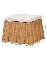 bali & pari Palm Bohemian Honey Scallop Rattan Ottoman