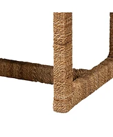 bali & pari Cipally Bohemian Seagrass and Mahogany Wood Accent Bench