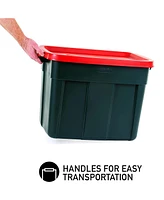 Rubbermaid Roughneck 18 Gal Plastic Holiday Storage Tote, Green and Red (6 Pack)