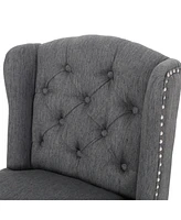 The Pop Home Set of 2 Wingback Counter Stools with Button-Tufted Back & Nailhead Accents-The