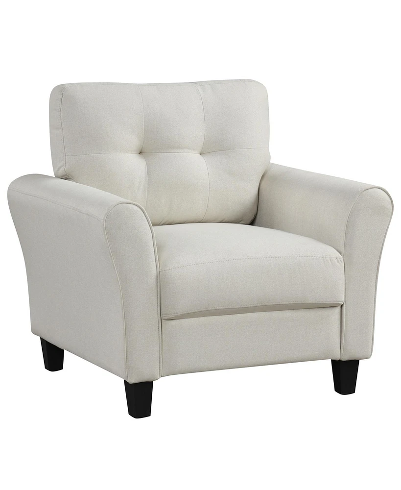 Gouun Modern Upholstered Accent Chair with Rubber Wood Legs