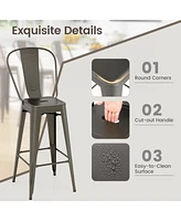 Gouun 30 Inch Height Set of 4 High Back Metal Industrial Bar Stools