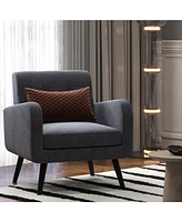 Gouun Modern Upholstered Comfy Accent Chair Single Sofa with Rubber Wood Legs