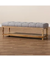 Baxton Studio Linda Modern and Rustic Grey Linen Fabric Upholstered and Greywashed Wood Storage Bench