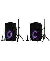 Acoustic Audio by Goldwood 15 Inch 1000W Bluetooth Led Speaker System (2 Pack)