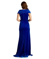 Tadashi Shoji Women's Alvarez Velvet Waterfall Drape Gown