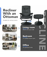 Gouun 360° Pvc Leather Swivel Recliner Chair with Ottoman