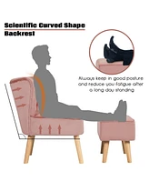 Gouun Modern Accent Chair Ottoman Set with Footstool
