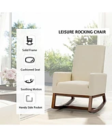 Gouun Rocking High Back Upholstered Lounge Armchair with Side Pocket