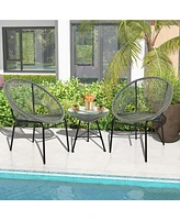 Gouun 3 Pieces Patio Acapulco Furniture Bistro Set with Glass Table