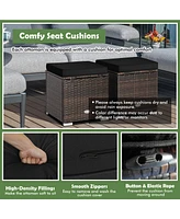 Gouun 2 Pieces Patio Ottoman with Hidden Storage Space