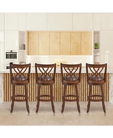 Gouun 360° Swivel Counter Height Chairs with Pu Leather Cushioned Seat and Footrests-30 inches