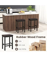 Gouun 24 Inch Bar Stools with Padded Seat Footrest and Rubber Wood Frame