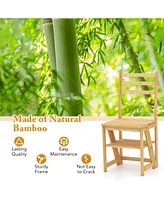 Gouun Multifunctional 3-in-1 Ladder Chair Display Plant Stand for Library Kitchen Office