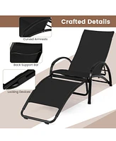 Gouun 2-in-1 Outdoor Rocking Chair with 4-Position Adjustable Backrest for Patio Porch Poolside